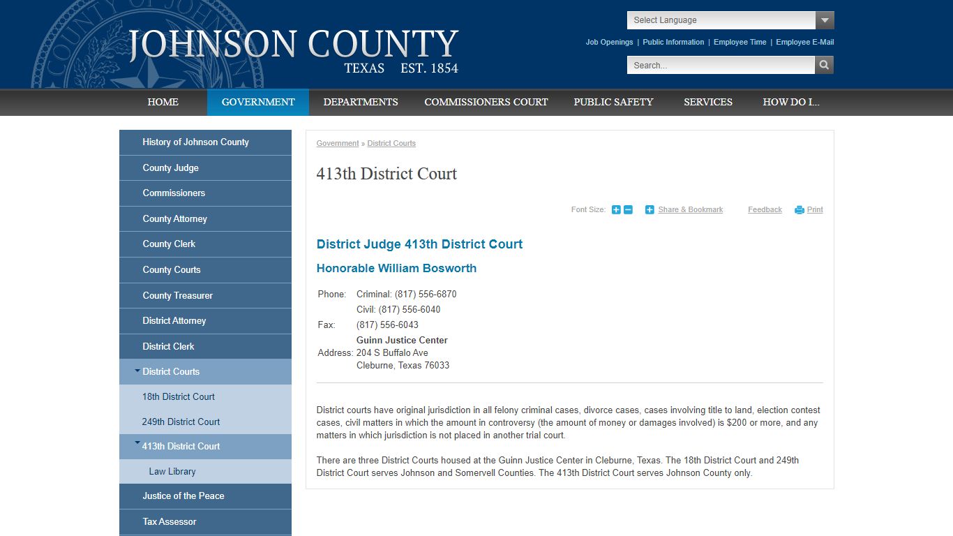 413th District Court | Johnson County, TX